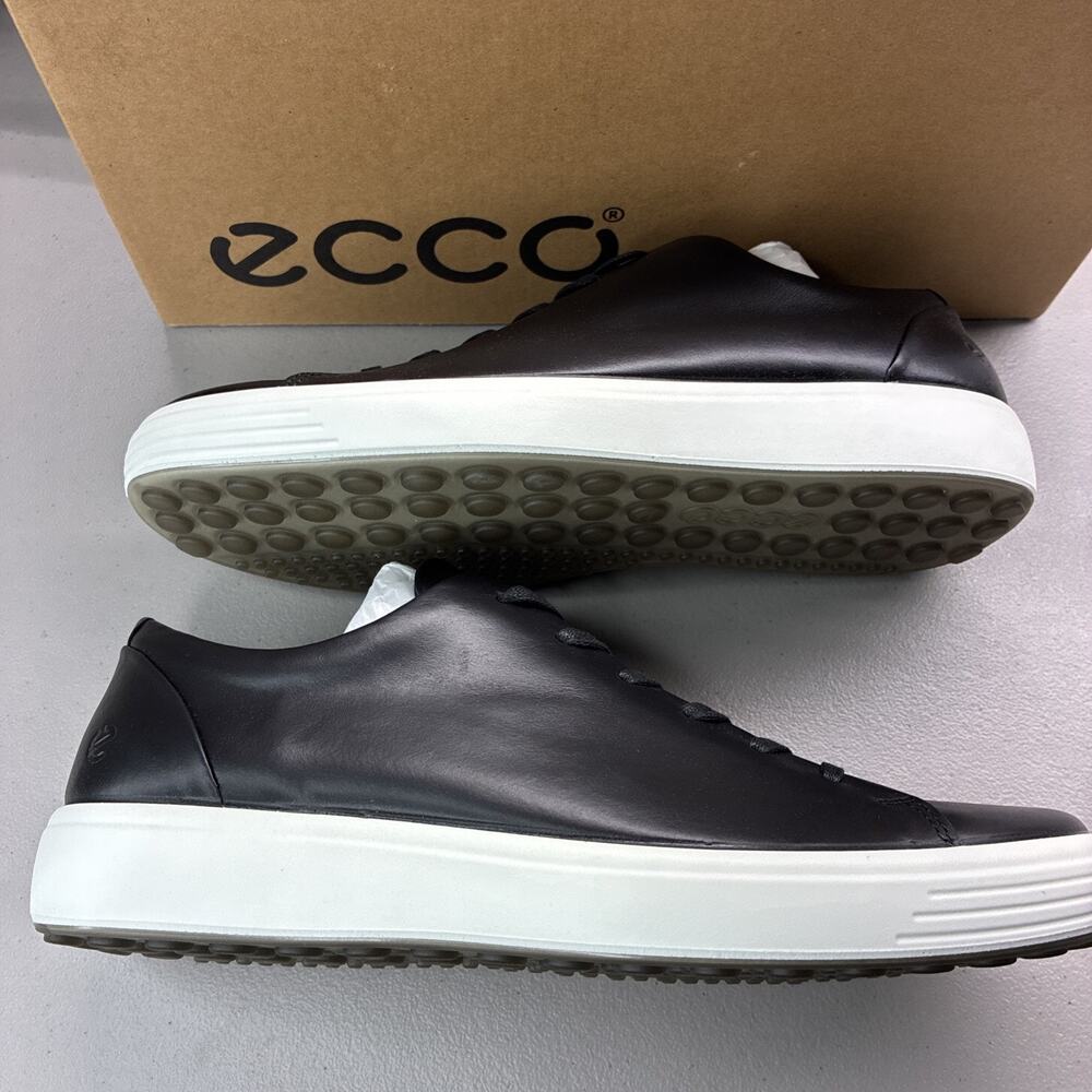 ECCO "Soft 7" Black Mens Low Casual Leather Sneaker, Black Size 8 - 8.5 470794